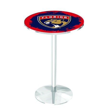 Holland Bar Stool Co 36" Chrome Florida Panthers Pub Table L214C3628FlaPan